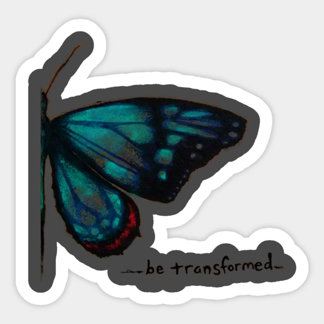 Blue Butterfly - "Be Transformed" Sticker by chibikodama